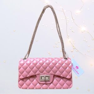 ORCHID LOVE Quilted Jelly Flap Bag with Gold Chain New with Tags
